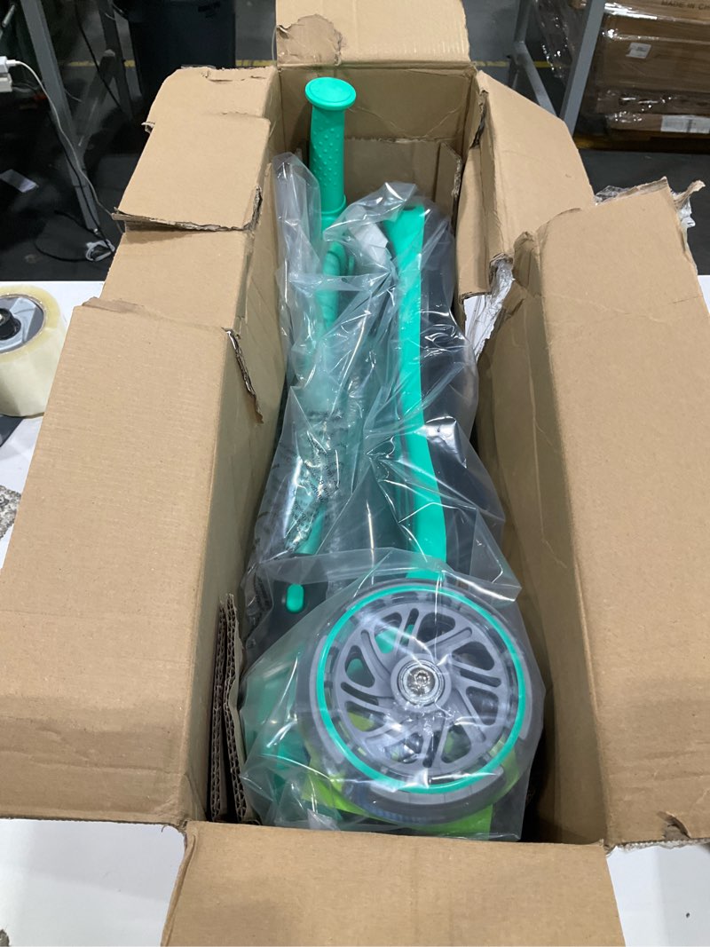 Condition photo showing Good Condition for skidee kick scooter for kids ages 3-5 | foldable 3 wheel scooter with lean-to-steer, adjustable height, removable seat & led light wheels | toddler scooter up to 12 year old boys/girls mint green