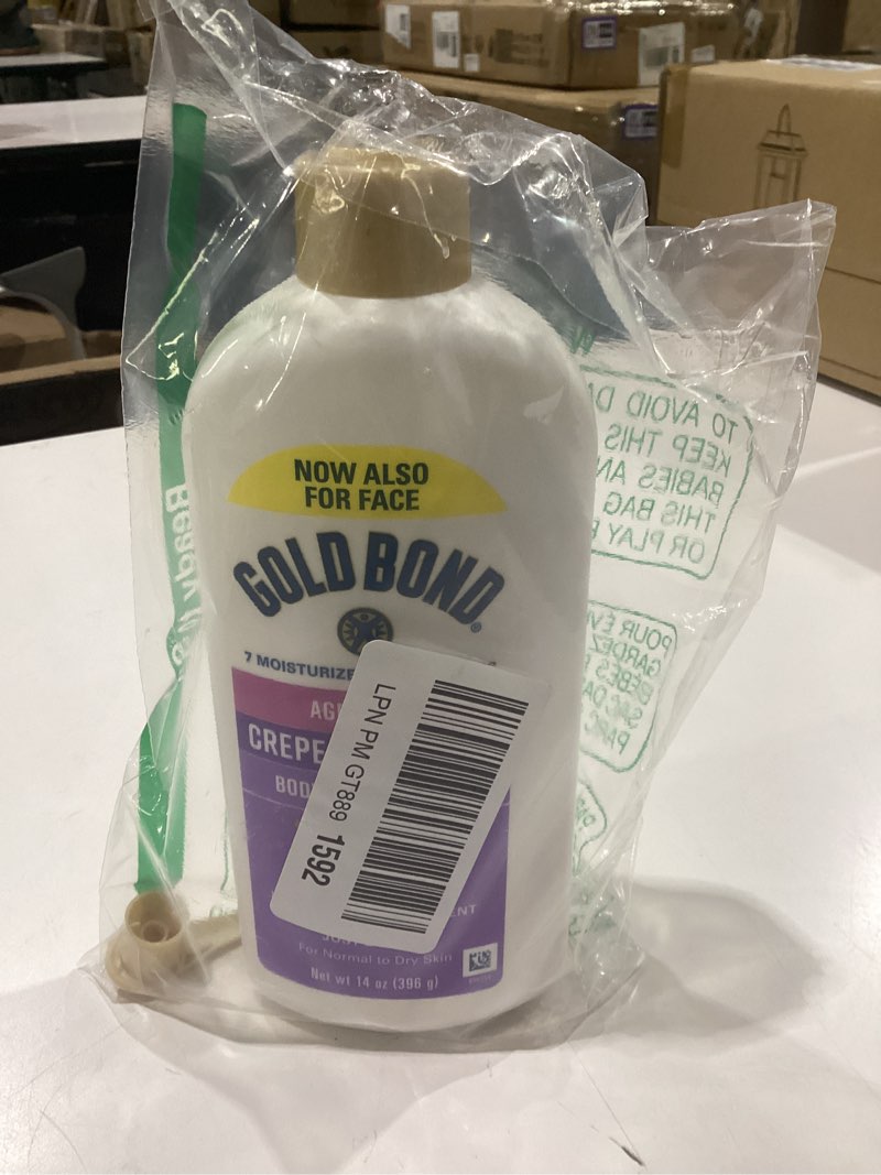 Condition photo showing As Is for gold bond age renew crepe corrector body lotion, replenishing & smoothing formula, gold bond crepe corrector body lotion, 14 oz 14 fl oz (pack of 1)