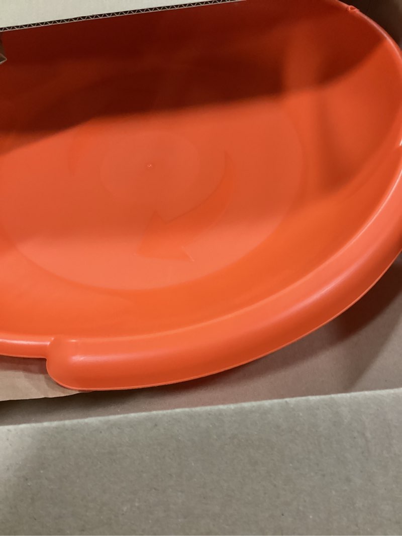 Condition photo showing Good Condition for Superio Round Snow Saucer Sled- 24" Plastic Disc Sled for Kids and Adults- Heavy Duty Sled with Handles for Downhill Sledding, Winter Outdoor Sports Orange 2 Pack