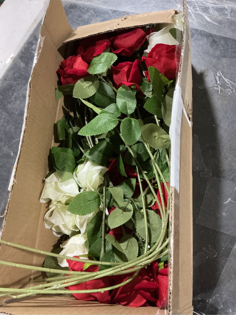 Condition photo showing Good Condition for black artificial flowers fake roses bulk - 36 pcs velvet silk flowers rose bouquet faux flowers real touch roses long stem for gothic wedding centerpieces flower arrangement party home decor