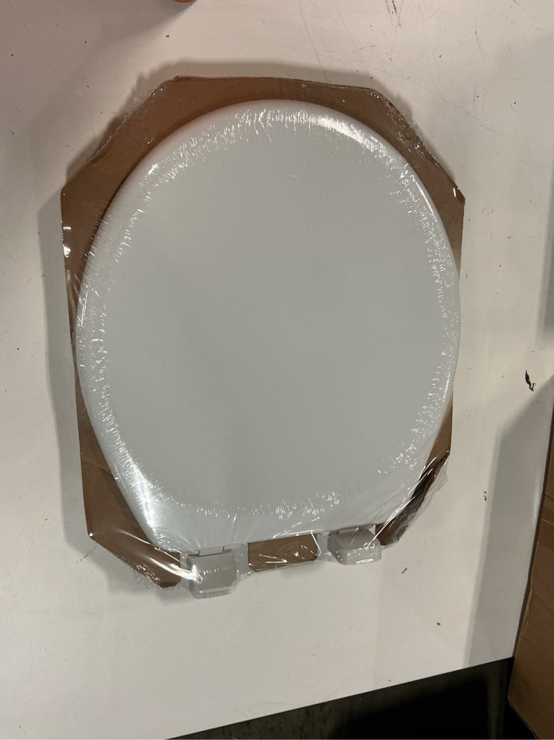 Condition photo showing New/Like New for gerber elongated toilet seat with cover, soft close, no slam, quick & easy install, heavy-duty plastic, adjustable fit for standard elongated toilets, durable & fade-resistant, white g0099213
