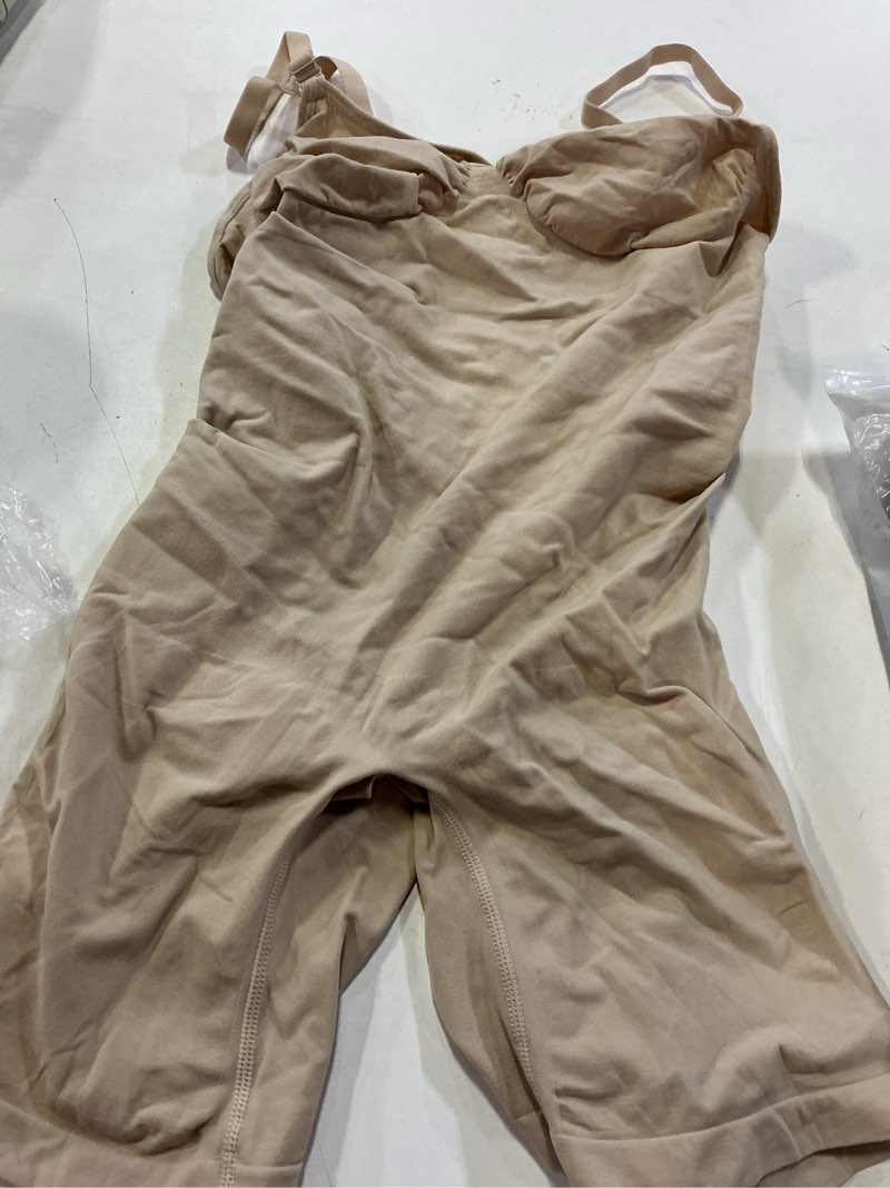 Condition photo showing Good Condition for BRABIC Waist Trainer Bodysuit for Women Tummy Control Shapewear Round Neck Seamless Butt Lifter Full Body Shaper Beige Mid Thigh Large