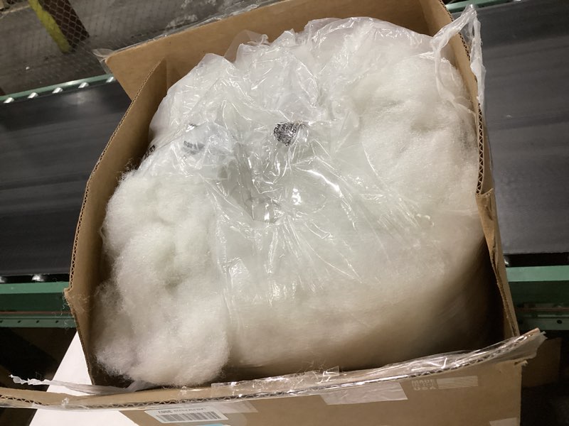 Condition photo showing As Is for fairfield the original poly-fil, premium polyester fiber fill, soft pillow stuffing, stuffing for stuffed animals, toys, cloud decorations, and more, machine-washable poly-fil fiber fill, 5 lbs. box 5 lb white