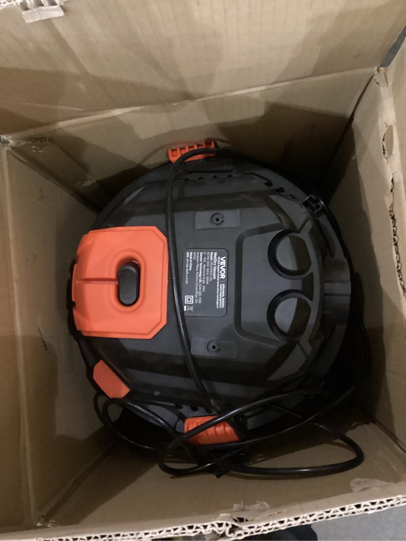 Condition photo showing As Is for VEVOR Shop Vac, 8 Gallon Wet Dry Shop Vacuum, 6 Peak HP with One-Button Self-Cleaning, Dual-Filter, 900W Input Power, 1.25in x 7ft Hose, 9.8ft Cord, Metal Tank for Jobsite, Workshop, Garage, Home 8 Gal+6 Peak HP+Wet/Dry