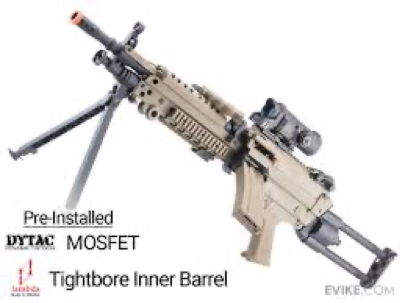 Evike Airsoft - Cybergun FN Licensed M249 Minimi Featherweight Airsoft LMG (Model: para / <350 FPS)
