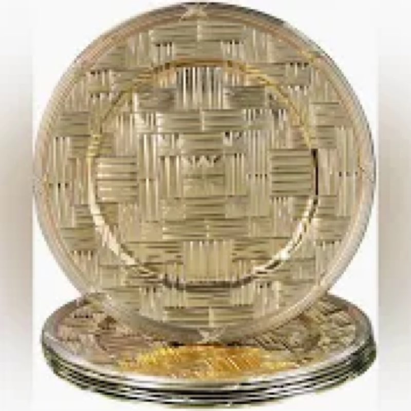 MAONAME 13" Clear Charger Plates Set of 12, Round Plate Charger with Rattan Pattern, Faux Rattan Tab