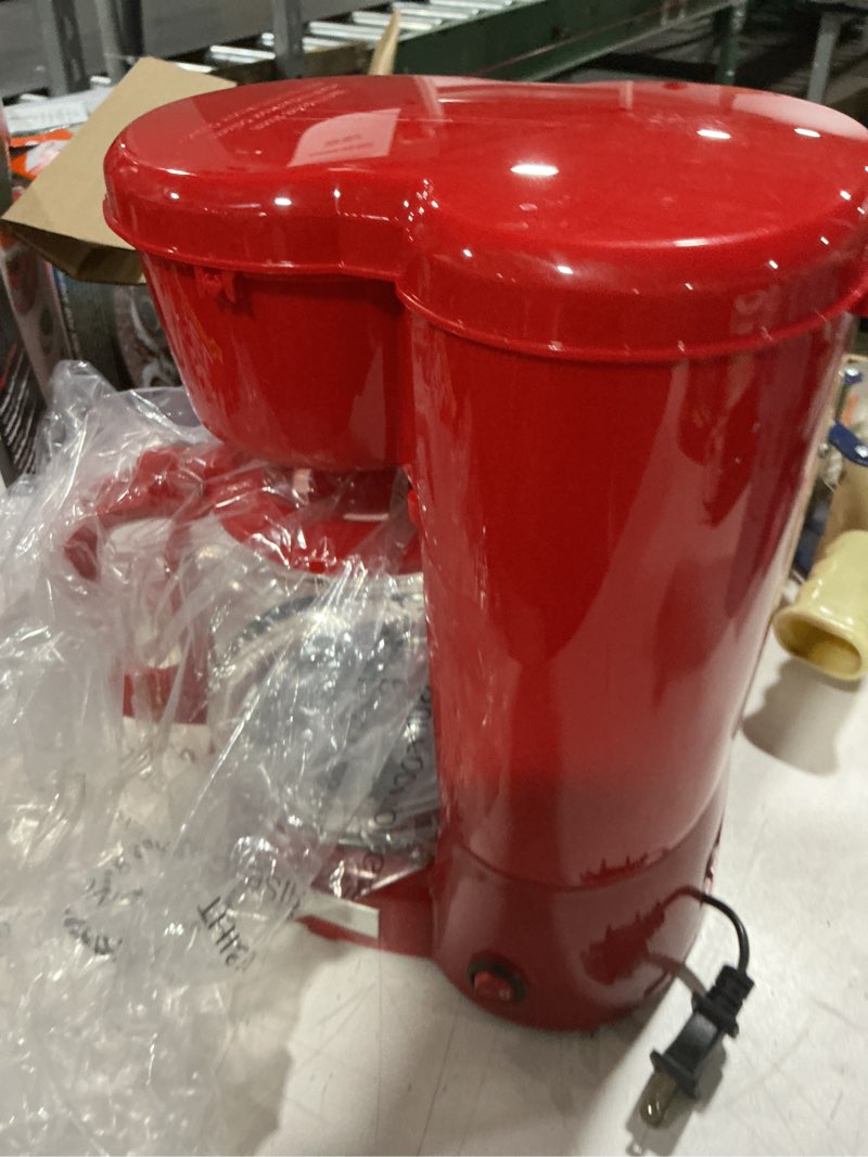 Condition photo showing As Is for better chef 12 cup 900 watt coffee maker in red