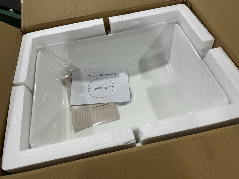 Condition photo showing Good Condition for lordear vessel sink rectangle 19 inch bathroom sink,rectangular modern above counter bathroom sinks white 19x15 inch porcelain ceramic vessel vanity sink art basin 19"x15" a - white