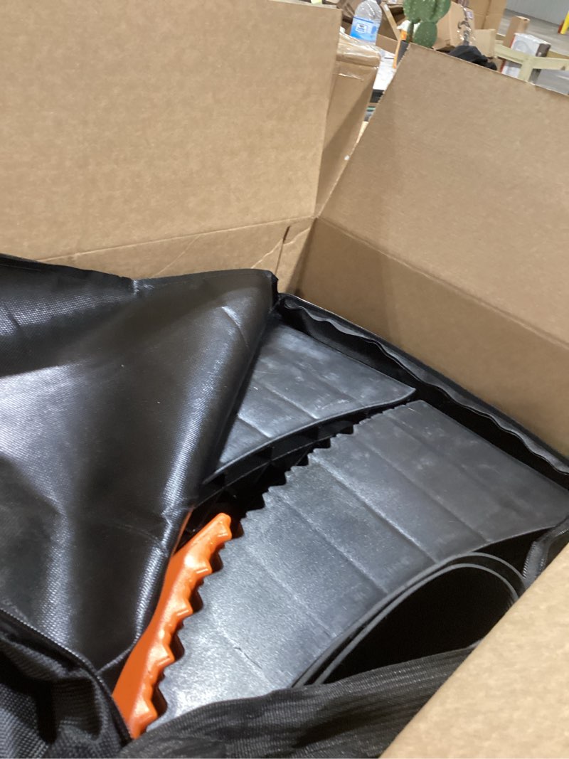 Condition photo showing Good Condition for curved leveling blocks, 6" lift, 35,000 lbs, raised tire change ramp, 2-pack heavy duty camper leveler system, perfect for 5th wheels, class a motorhomes, and wide-axle trailer 6" 2-pack