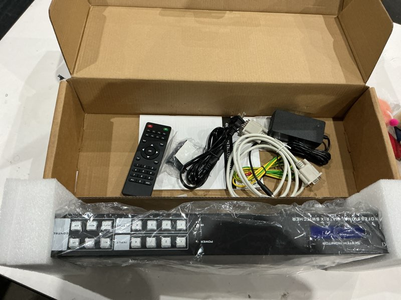 Condition photo showing Good Condition for mt-viki 4k hdmi matrix switch 4x4 with 3.5mm stereo audio extractor +web gui, rack mount switcher & splitter, 4k@30hz, edid, rs232, lan port, app (4 in 4 out) 4x4 4k30hz