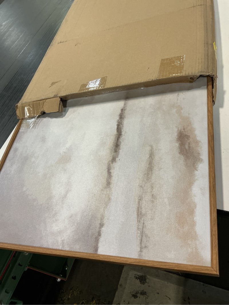 Condition photo showing Good Condition for DRACIT Large Neutral Abstract Framed Canvas Wall Art Set,Minimalist Gray and Beige Pastel Wall Decor,Modern Nature Misty Textured Art Painting for Living Room,Bedroom-20 x40 Beige Neutral Abstract Wall Art 40"L x 20"W