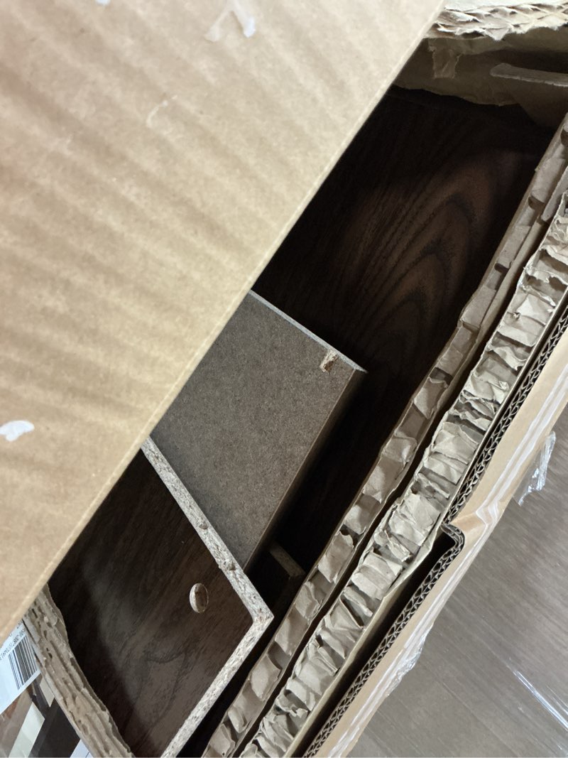 Condition photo showing As Is for mainstays parsons tv stand for tvs up to 50", canyon walnut