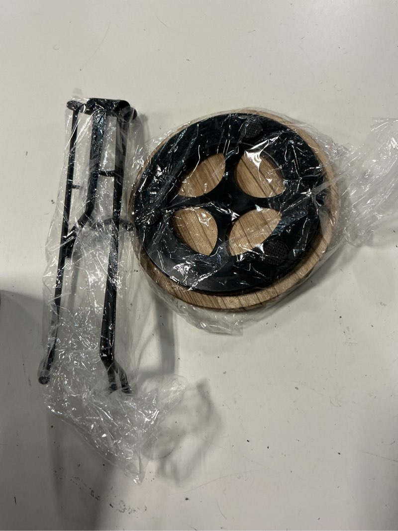 Condition photo showing Good Condition for counter coffee mug holder with 6 hooks, 360° rotating mug tree for large cups, kitchen counter decor metal coffee cup rack stand for countertop with stable wooden base