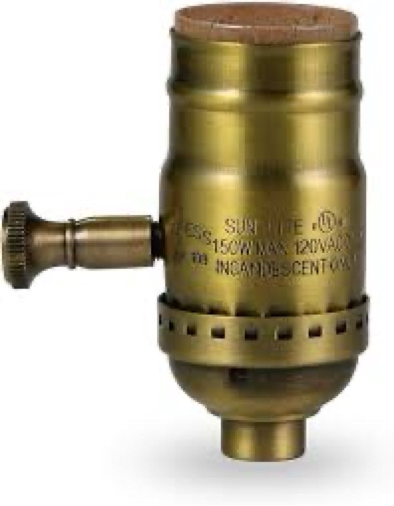 D5860 FULL RANGE DIMMER ANTIQUE BRASS LACQUERED REMOVABLE KNOB RATED 150W-120V