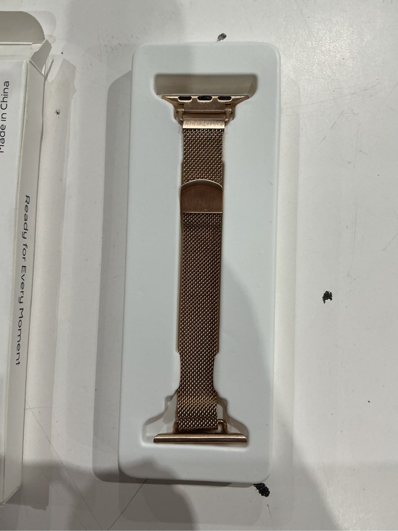Condition photo showing Good Condition for ultra-slim milanese loop compatible with apple watch band for women 42mm 41mm 40mm 38mm 46mm 45mm 44mm, 14mm width metal mesh strap with strong magnetic lock, lightweight breathable replacement band for iwatch series se 11 10 9 8 7 6 5 4 3 2 1 rosegold 41mm 40mm 38mm 42mm(series 11 10)