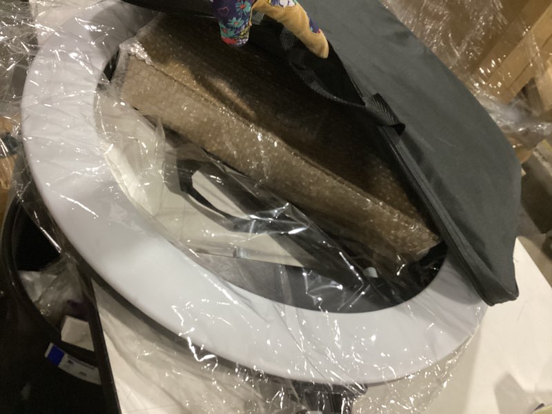 Condition photo showing As Is for 25 '' Ring Light Wall Mount with Phone Holder, Rotatable Triangle Boom Arm Overhead Light Stand for Photography Lighting Studio, Live Streaming, Salon, Barber Light, Beauty Tattoo Light