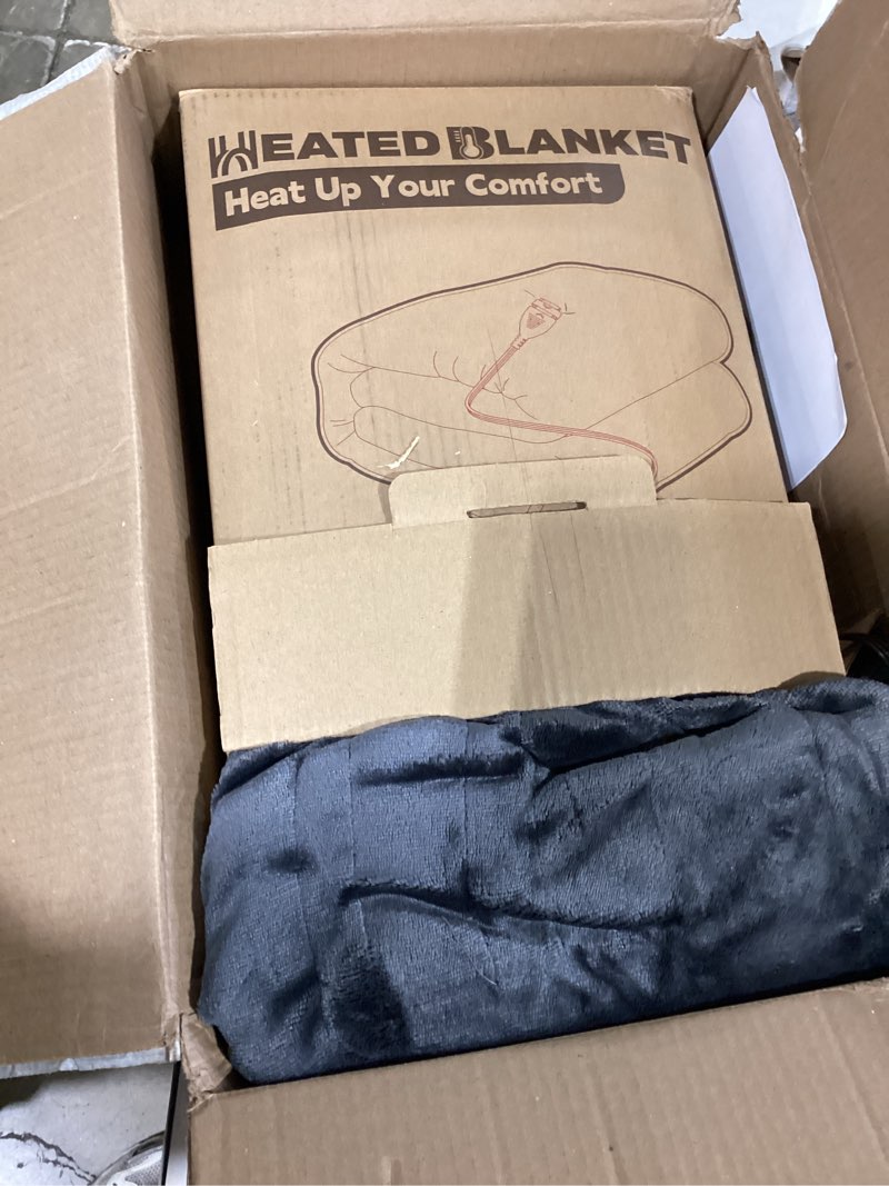 Condition photo showing As Is for electric heated blanket twin size 62"x84", dual-sided soft flannel & sherpa, lcd display 10 heat settings with 1-12h timer & overnight safe, bed & couch, machine washable, dark grey 01-dark grey 62"x84"(twin size)