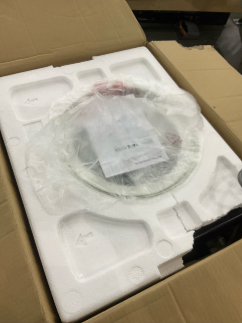 Condition photo showing As Is for TOSHIBA EM131A5C-SS Countertop Microwave Ovens 1.2 Cu Ft with 12.4" Removable Turntable Smart Humidity Sensor, 12 Auto Menus Mute Function ECO Mode Easy Clean Interior, 1000W, Silver 1.2 Cu.Ft.-Silver