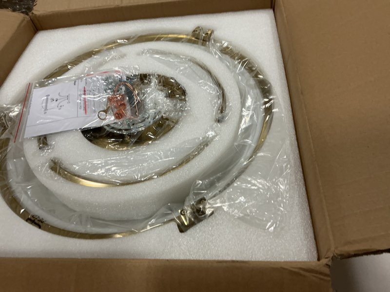 Condition photo showing New/Like New for Bektas Semi Flush Mount Ceiling Light Fixture,16inch Brushed Gold Light Fixture with Milk Glass for Bedroom,Kitchen,Bathroom,Hallway,Foyer,Living Room,Dinning Room(3-Lights) 16in Gold