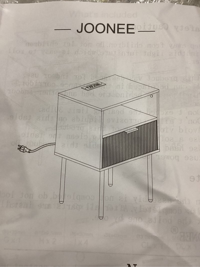 Condition photo showing Good Condition for HOOBRO End Table with Charging Station, Narrow Side Table, Nightstand with 2 Non-Woven Drawers, Slim Sofa Side Table, for Small Spaces, Living Room, Bedroom, Rustic Brown and Black BF486UBZ01 11.8"L x 18.9"W x 23.6"H Rustic Brown + Black 1