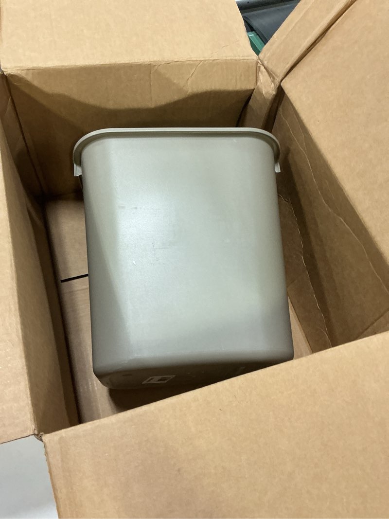 Condition photo showing New/Like New for Rubbermaid Commercial Products Receptacle Wastebasket, 3.25-Gallon/12-Quart, Beige, Plastic, Garbage Can for Home/Office, Fits Under Desk/Sink/Cabinet 3.25 Gallons Beige 1
