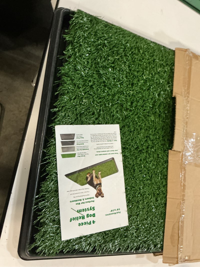 Condition photo showing Good Condition for artificial grass puppy pee pad for dogs and small pets - 20x30 inch, reusable 4-layer turf pads for dogs with tray - indoor and outdoor fake grass potty pet supplies by petmaker large 4-layer system