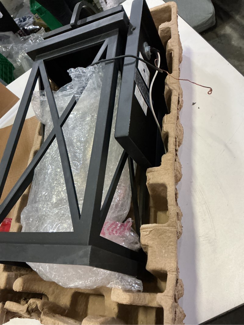Condition photo showing As Is for quoizel saint elias 1-light 17.88-in h matte black outdoor wall light