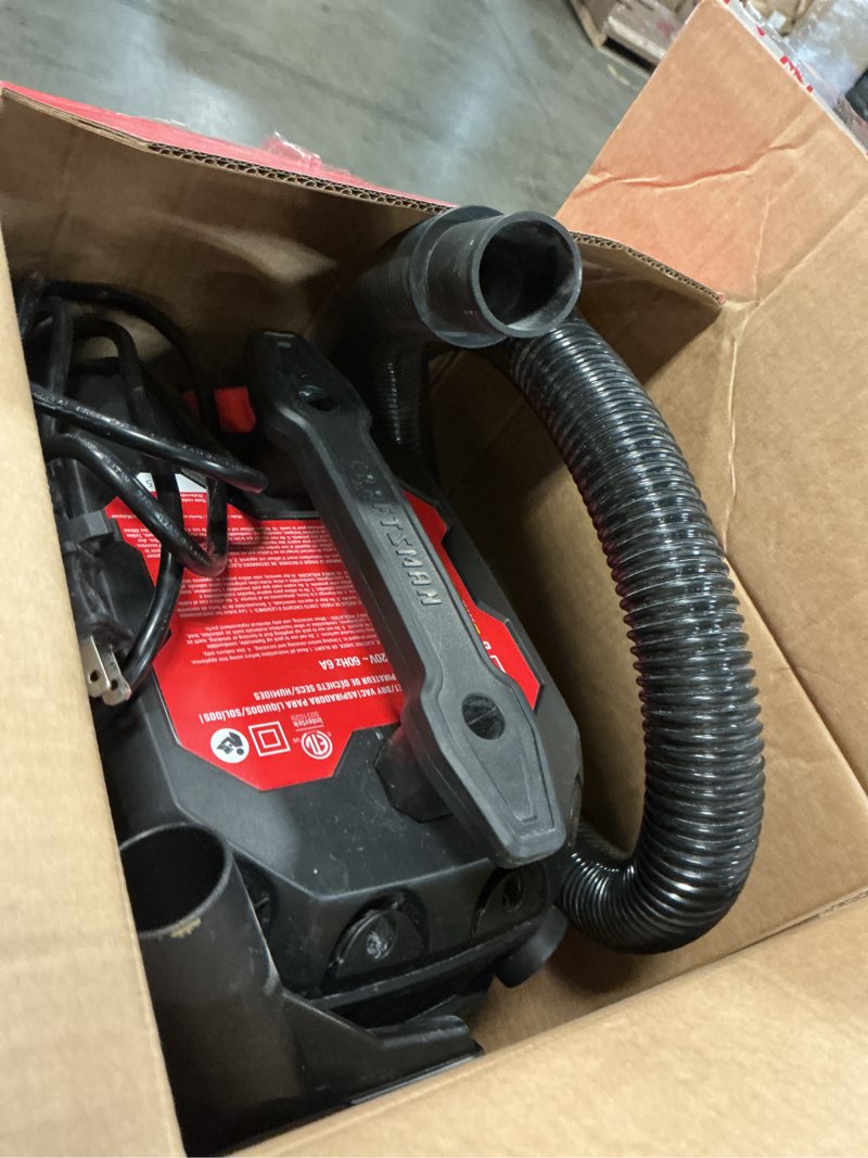 Condition photo showing As Is for CRAFTSMAN 3-Gallon 3 HP Corded Wet/Dry Shop Vacuum with Accessories Included