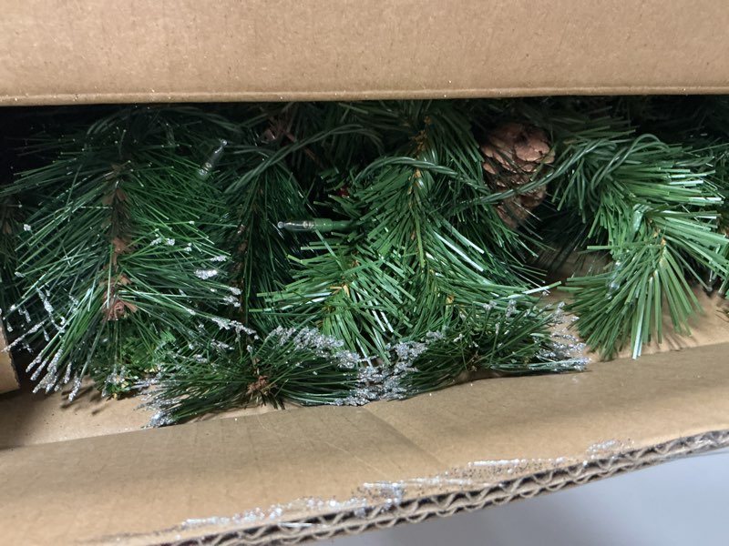 Condition photo showing Good Condition for National Tree Company 30 in Pre-Lit Crestwood Spruce Artificial Christmas Wreath, Christmas Decoration with Glitter, Pinecones, Red Berries, 70 Clear LED Lights, 200 Tips, Timer, Green 30 in Battery-Operated Wreath