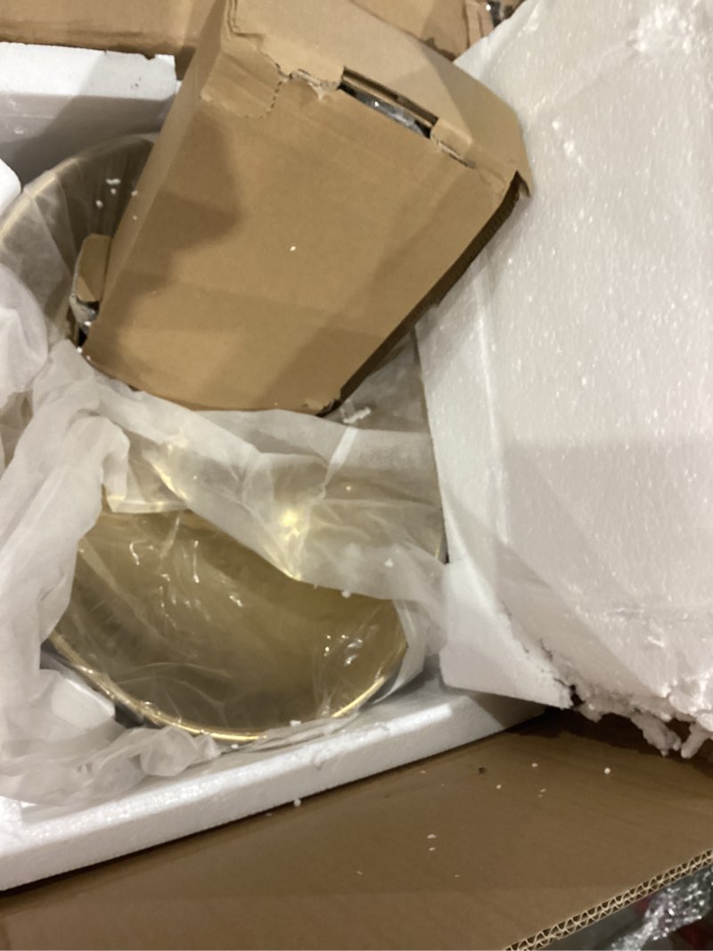 Condition photo showing New/Like New for oval gold vessel sink with faucet and pop-up drain 17"x14" bathroom ceramic basin above counter bowl sinks thickened compact boat shape sinks for small bathrooms vanities and apartment top