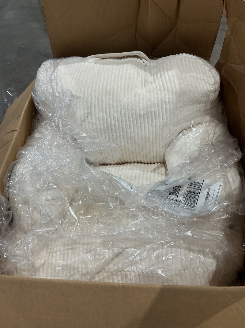 Condition photo showing As Is for bean bag chairs for kids with armrests, comfy kids bean bag chair, stuffed toddler bean bag sofa for boys and girls, small bean bags for with pocket, beige