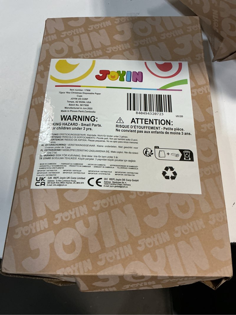 Condition photo showing New/Like New for JOYIN 72 Pcs Christmas Disposable Cups with Sleeves and Lids, 4 Designs Xmas Drinkware 16 oz Paper Cup For Hot Chocolate Coffee Cold Beverage Tableware Holiday Winter Party Supplies Decoration Cute