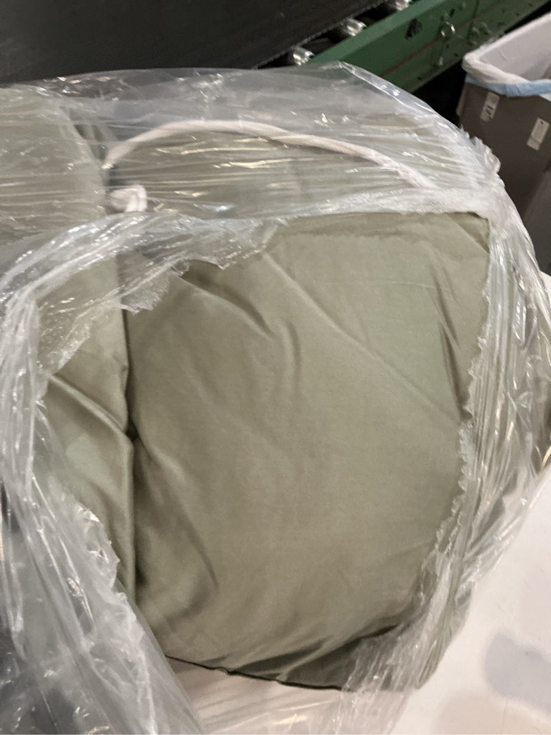 Condition photo showing As Is for organic cotton sateen comforter, full/queen, dried sage