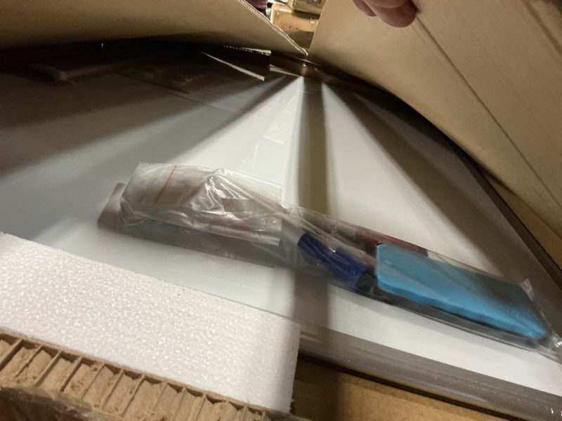 Condition photo showing Good Condition for double sided magnetic white board, 36"x24" dry erase whiteboard for wall with aluminum frame presentation board for school, office and home silver 36" x 24"