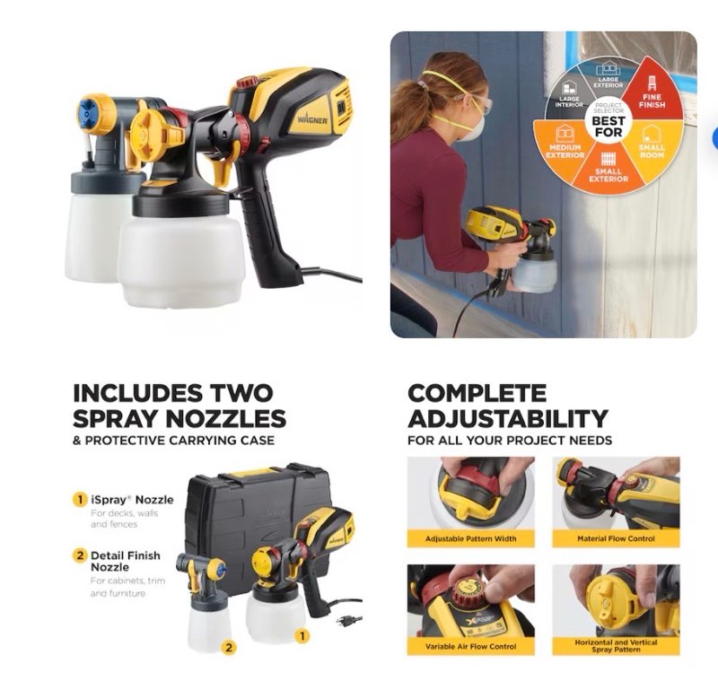 Wagner Flexio 3500 Electric Handheld HVLP Paint Sprayer (Compatible with Stains)