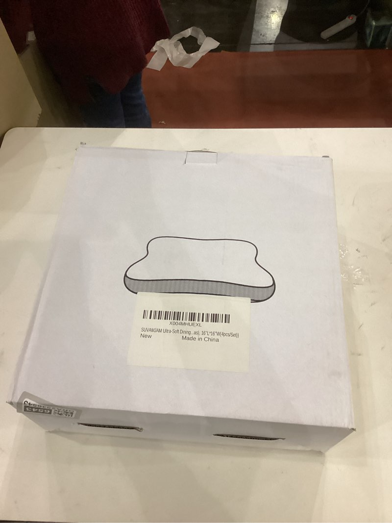 Condition photo showing New/Like New for Ultra-Soft Dining Chair Pads with Memory Foam - Non-Slip SBR Backing, Thickened Cushion for Kitchen & Office Chairs (Gray, 16''L*16''W(4pcs/Set)) Gray 16''L*16''W(4pcs/set)