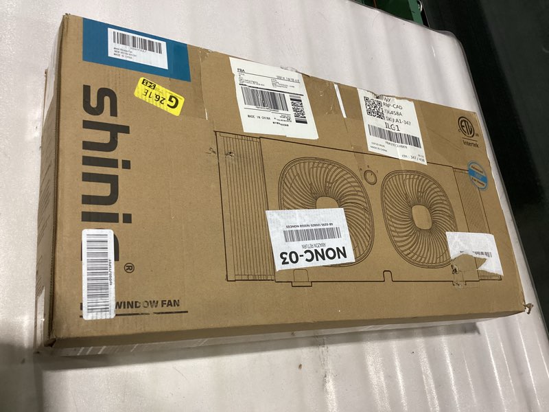 Condition photo showing As Is for shinic 9" Twin Window Fan with 180°+90° Rotatable Fans, 2-Speeds, Vertical Window Fan with Rigid & A