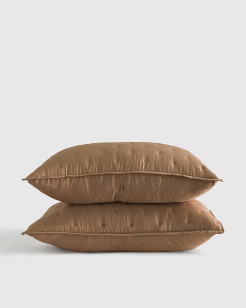 quince bamboo dream quilted sham set of 2 queen/walnut