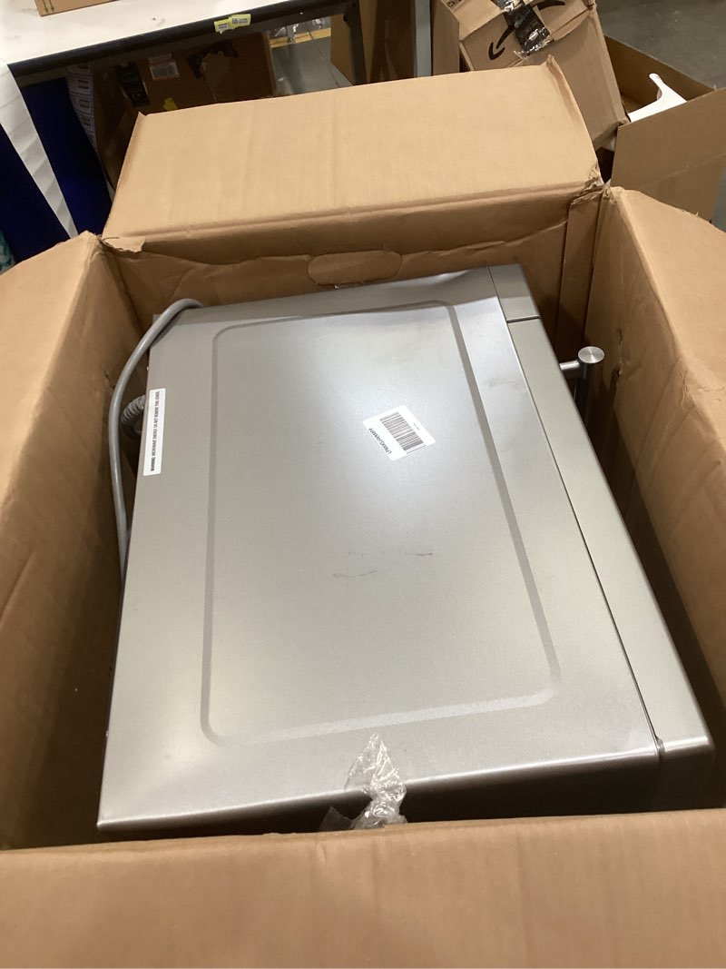 Condition photo showing As Is for breville bmo650sil compact wave soft close countertop microwave oven, silver