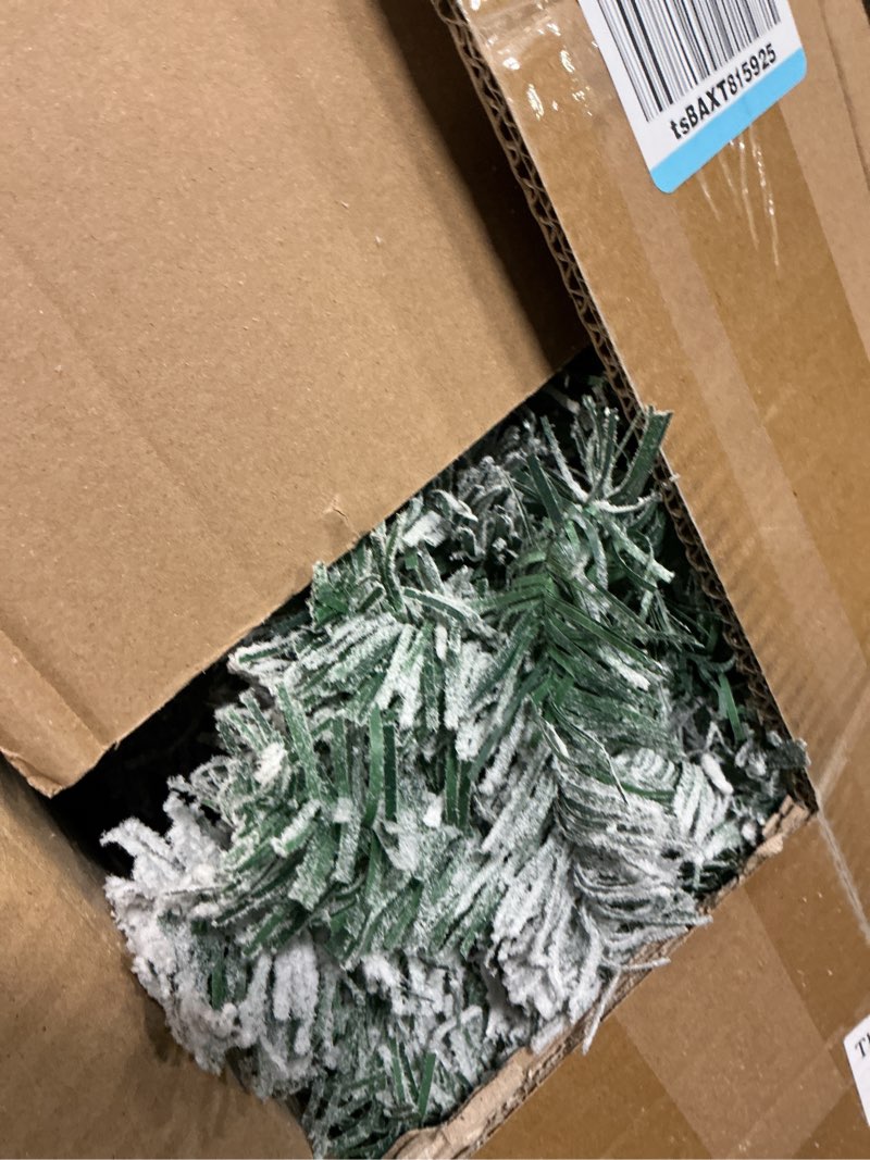 Condition photo showing Good Condition for 3 Pcs Flocked Natural Artificial Christmas Tree Set with Lights Flocked Christmas Tree with Bendable Branches for Xmas Decor(Alpine Tree,4' 5' 6')