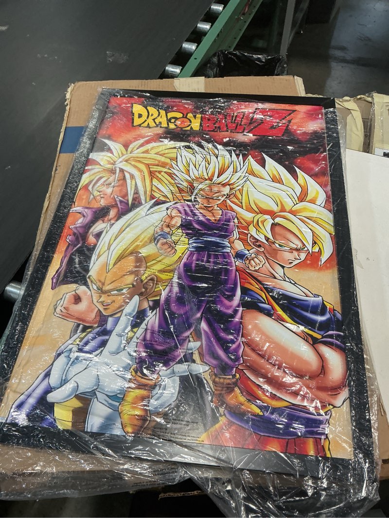 Condition photo showing New/Like New for trends international dragon ball z - saiyans wall poster, 22.375" x 34", black framed version black framed version 34"l x 22.4"w