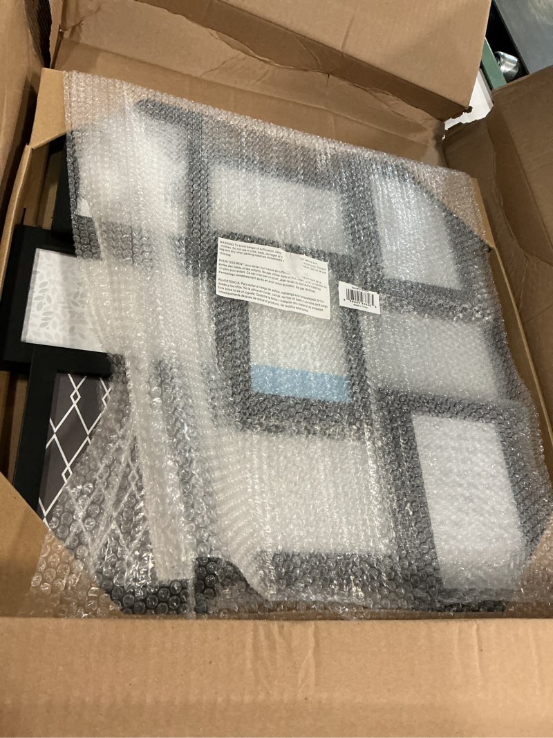 Condition photo showing Good Condition for Melannco 18 Inch Black Collage Picture Frame - Multi-photo Frame with 9 Openings - Four 6x4 and Five 4x6 Slots - Wall-mounted Gallery Frame for Family Photos - Home Decor Multi Picture Frame 9 Opening Black