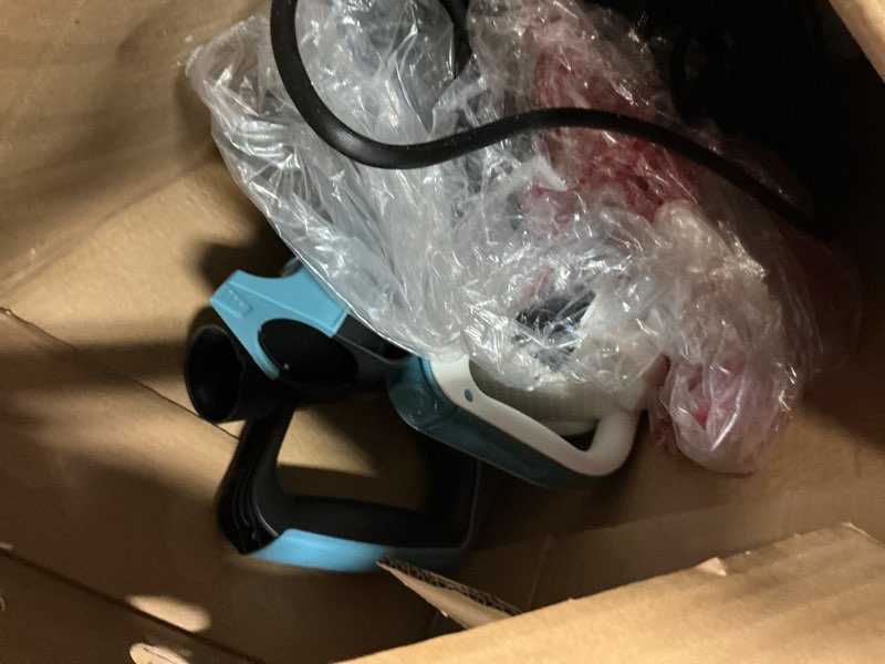 Condition photo showing Good Condition for amazon basics upright bagless vacuum cleaner for carpet and hard floors, with crevice and upholstery tools, detachable handle, lightweight (8.4 lbs), 1.7l dust cup, 720w, 25ft cord, black/white