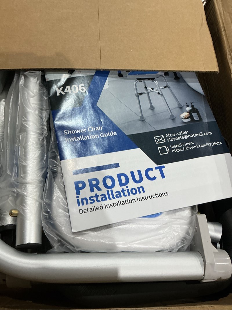 Condition photo showing New/Like New for Swive Shower Chair with Arms and Back Heavy Duty 500 lbs for Seniors Elderly Disabled or Bariatric Adults Bench Seat for Inside Shower Stall and Bathroom Bath Tub Seats Adjustable Stool