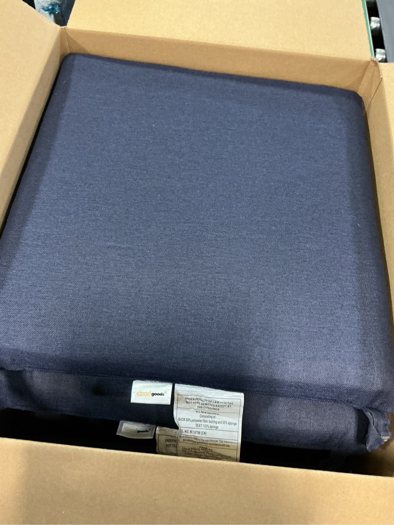 Condition photo showing Good Condition for Goodgoods 18.5 x 18.5 Outdoor Chair Cushions Set of 4, Fade-Resistant & Water-Resistant Patio Seat Cushion Pads with Ties, 30D High-Resilience Foam for Dining Room Kitchen Chairs, Sky Sky 18.5"x18.5" 4pcs