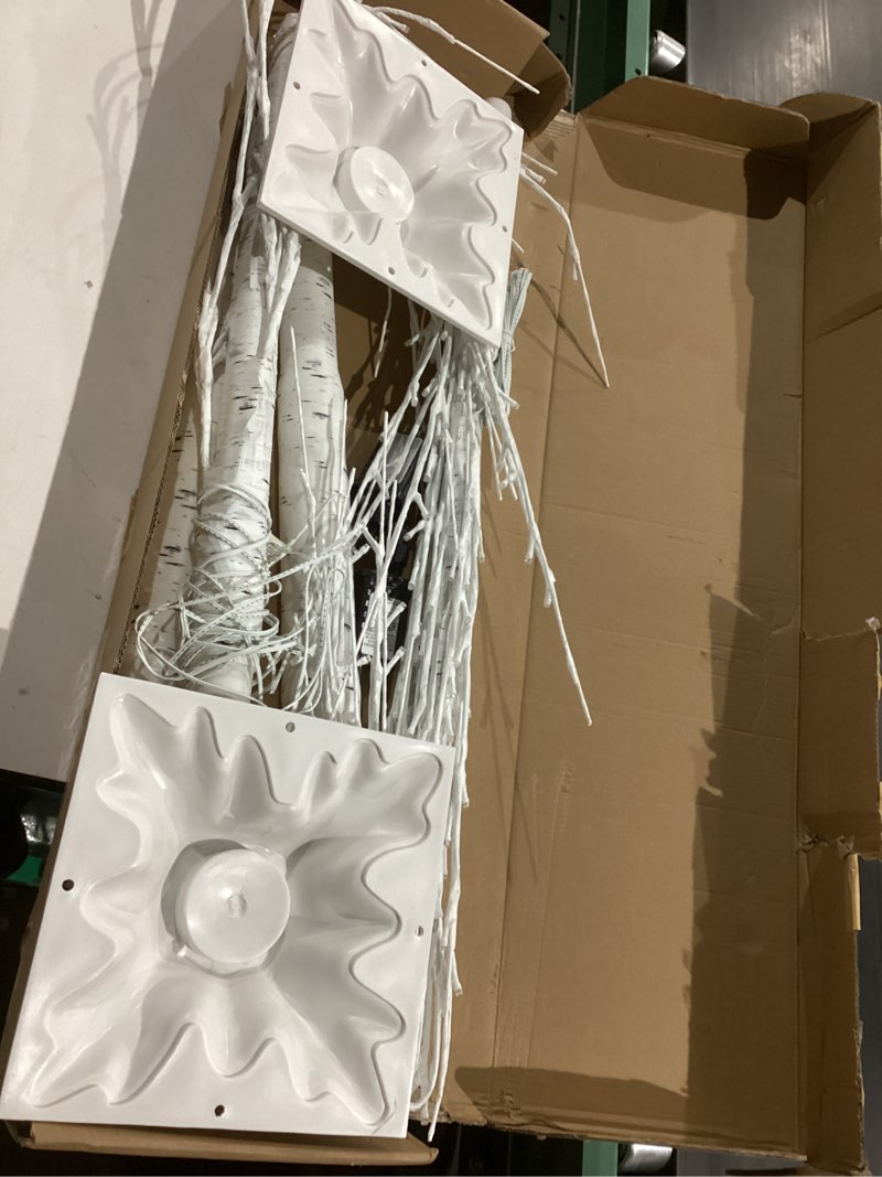 Condition photo showing As Is for Lighted Birch Tree, 2 Pack 6 Feet 144 Warm White Lights, Prelit White Artificial Christmas Trees for Indoor Outdoor Decor Garden Wedding Party Bedroom Decoration