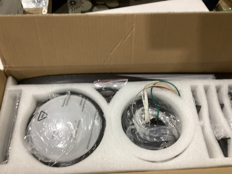 Condition photo showing New/Like New for JINIU Ceiling Fans with Lights, 52 inch Flush Mount Ceiling Fan with Remote Control, 5 Blades, Reversible, Innovative Stepless dimming and Color Temperature, Ceiling Fan for Living Room, Bedroom 52" Flush Mount Black