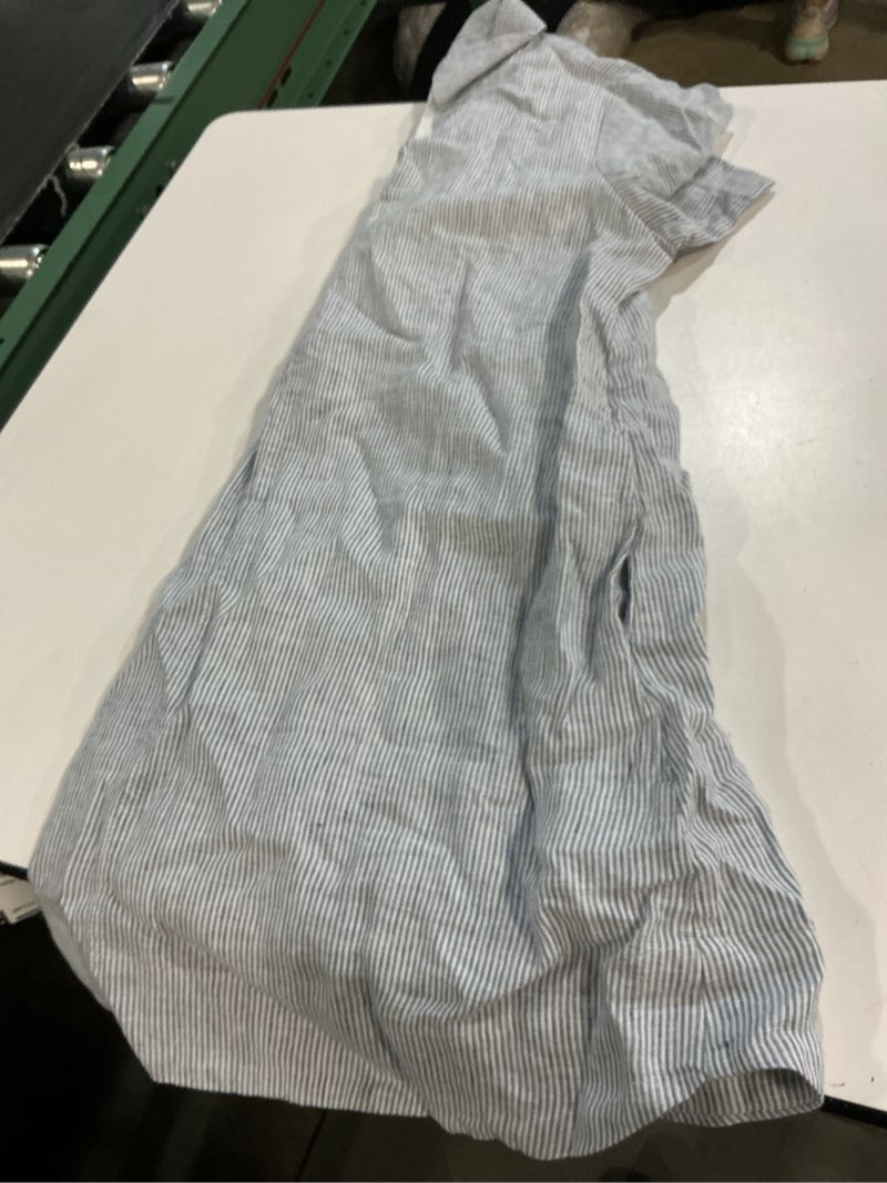 Condition photo showing Good Condition for quince 100% european linen popover mini dress, l, blue pinstripe