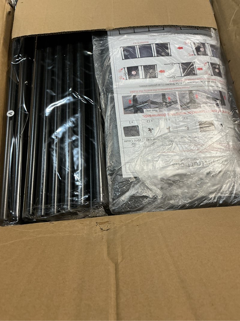Condition photo showing New/Like New for sorcedas portable closet wardrobe storage organizer metal hanging rack non-woven fabric 50 inch (black) 50 inch black