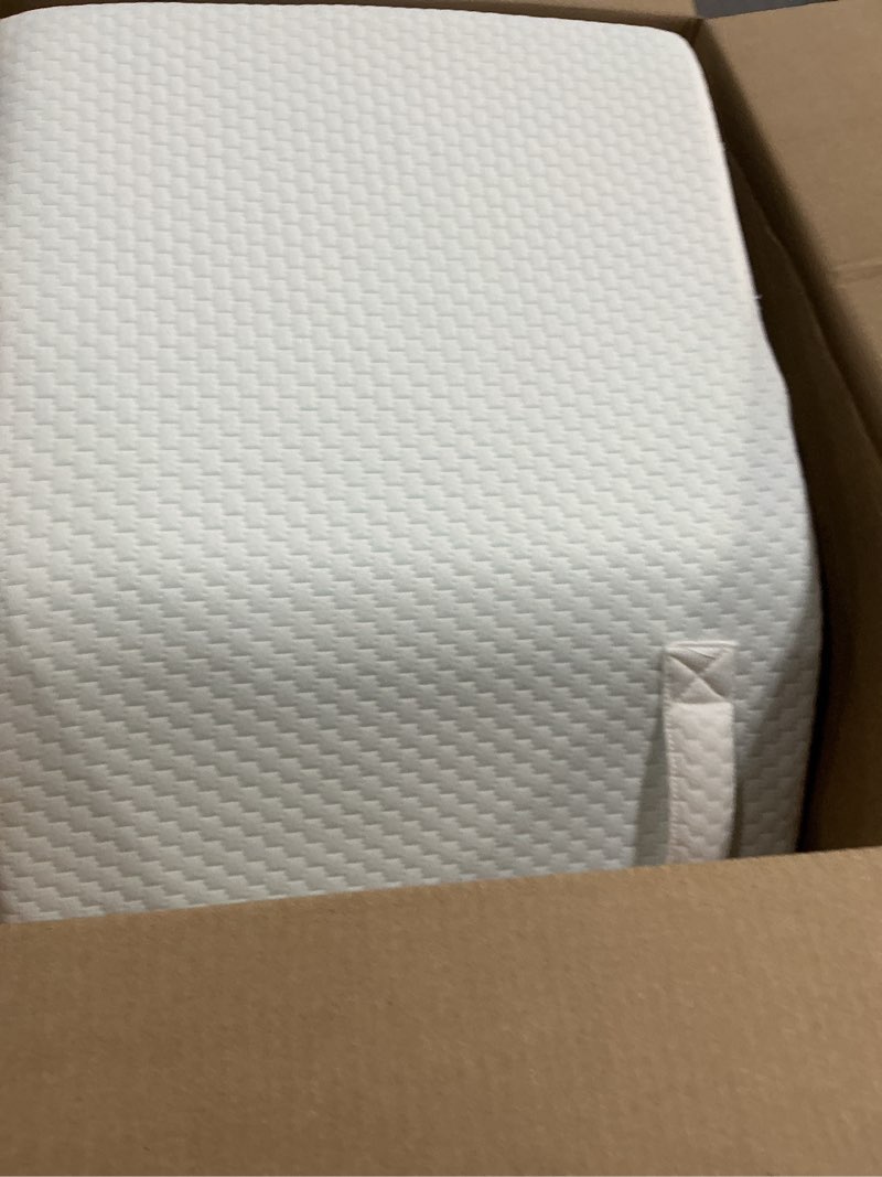 Condition photo showing As Is for leg pillow elevation blood circulation, leg elevating pillows for after surgery, sleeping, memory foam wedge pillow for legs swelling, foot knee pillow for back pain, 23.6×16.8×8in, white/grey white/grey 1pcs leg pillow